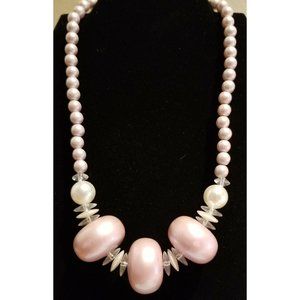 **Bold Light pink pearlized acrylic vintage Necklace**